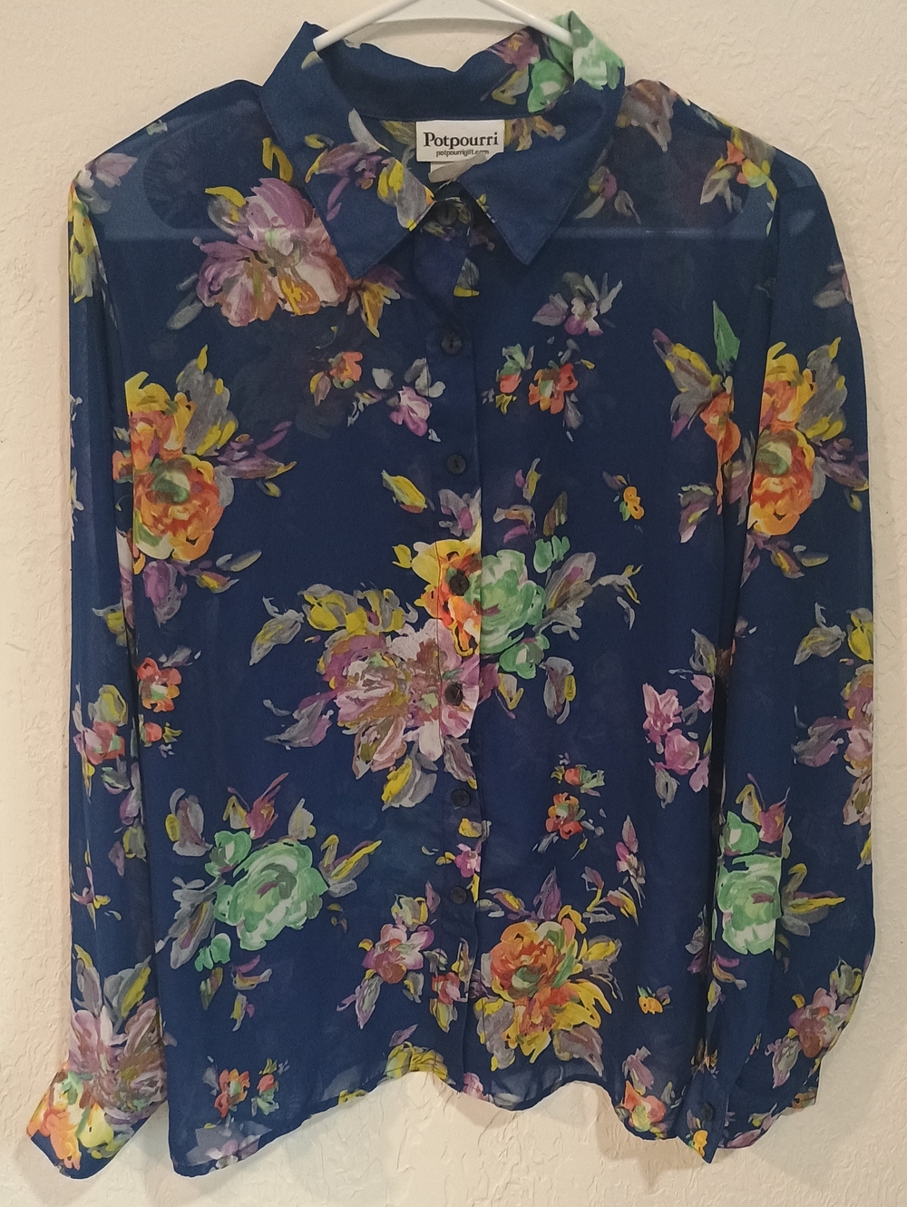 Navy Floral Button-Down Shirt